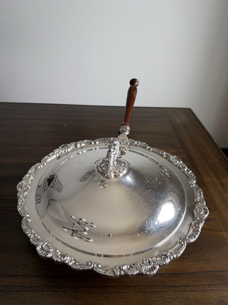Bristol Silverplate Skillet by Poole | Lidded Pan with Wood Handle | 12 Inch
