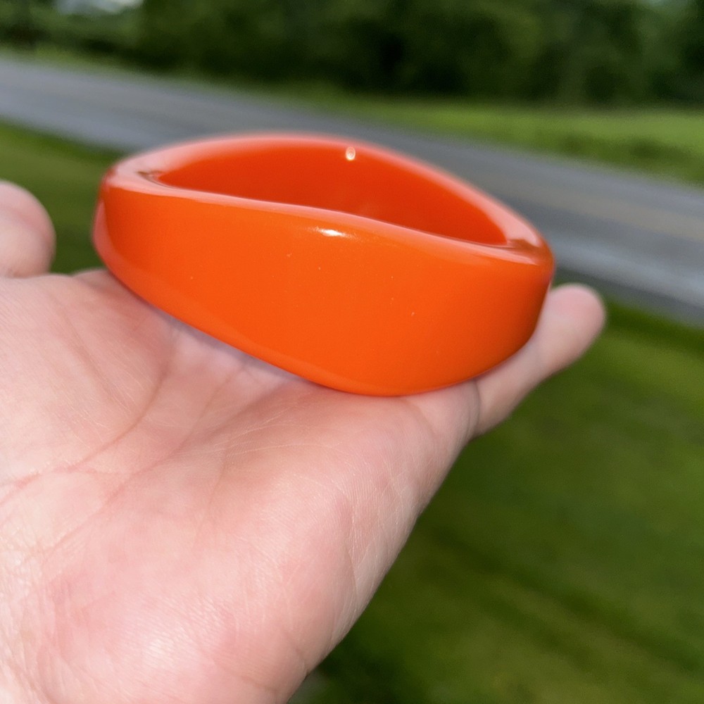 Vintage Orange Asymmetric Bakelite Bangle Bracelet