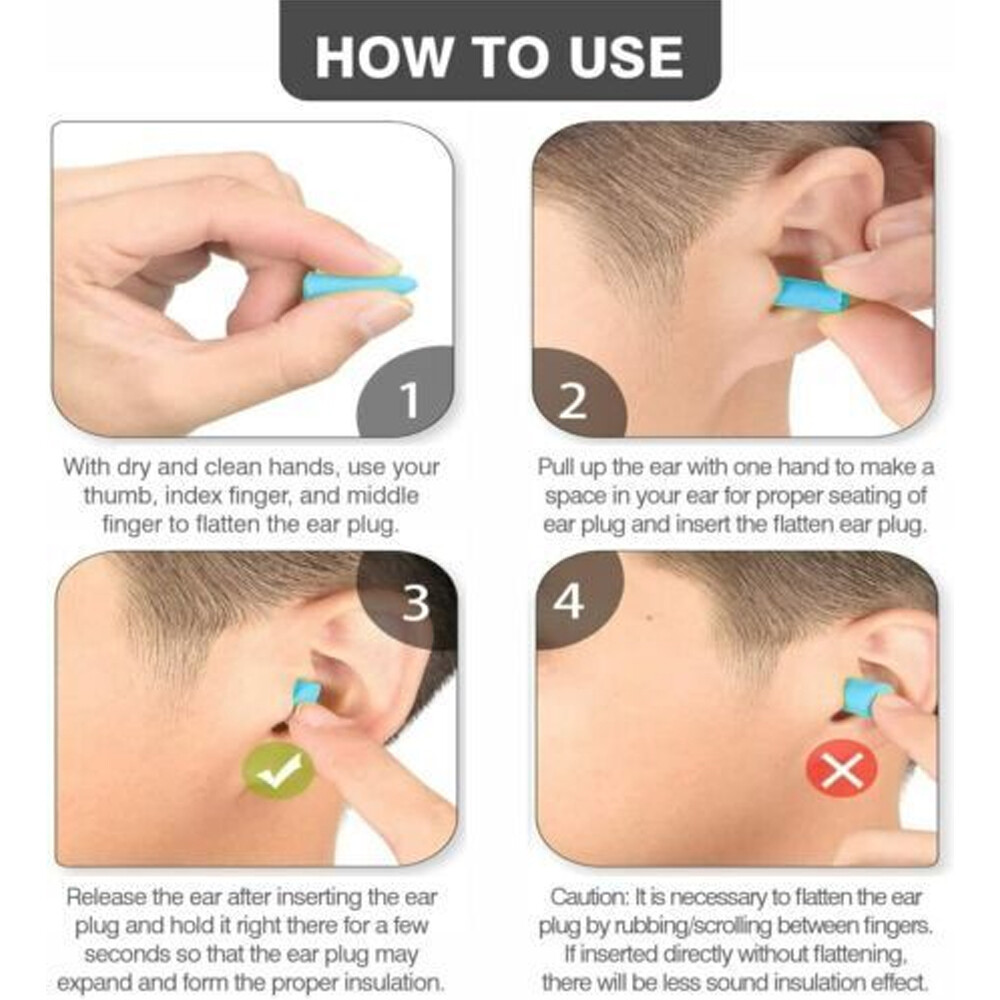Green Soft Reusable Silicone Ear Plugs Noise Cancelling Protector Study / Sleep