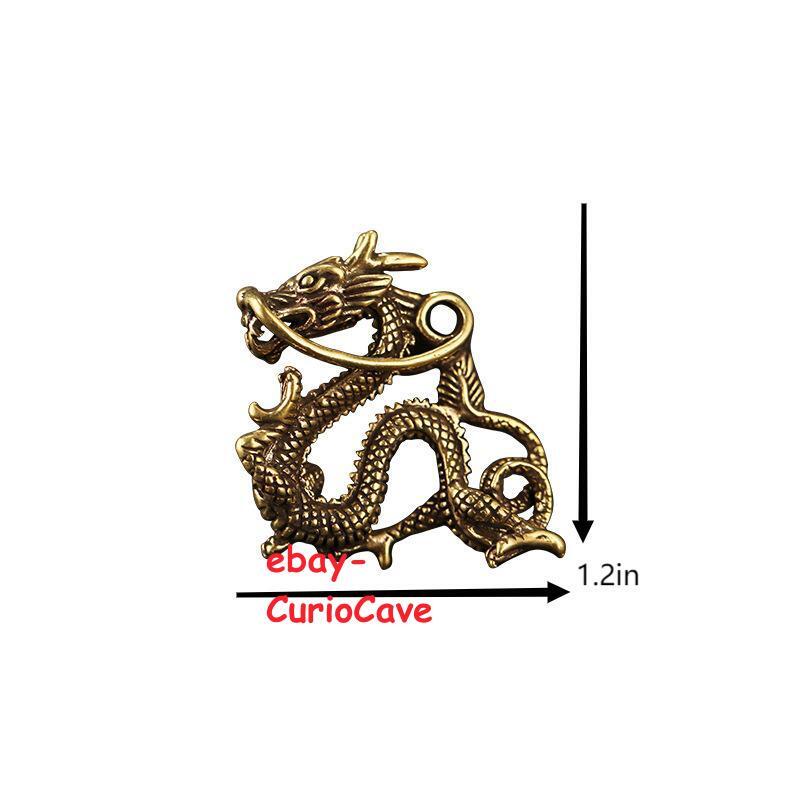 2x Solid Brass Chinese Dragon Miniature Statue Tabletop Figurine Decor Gift