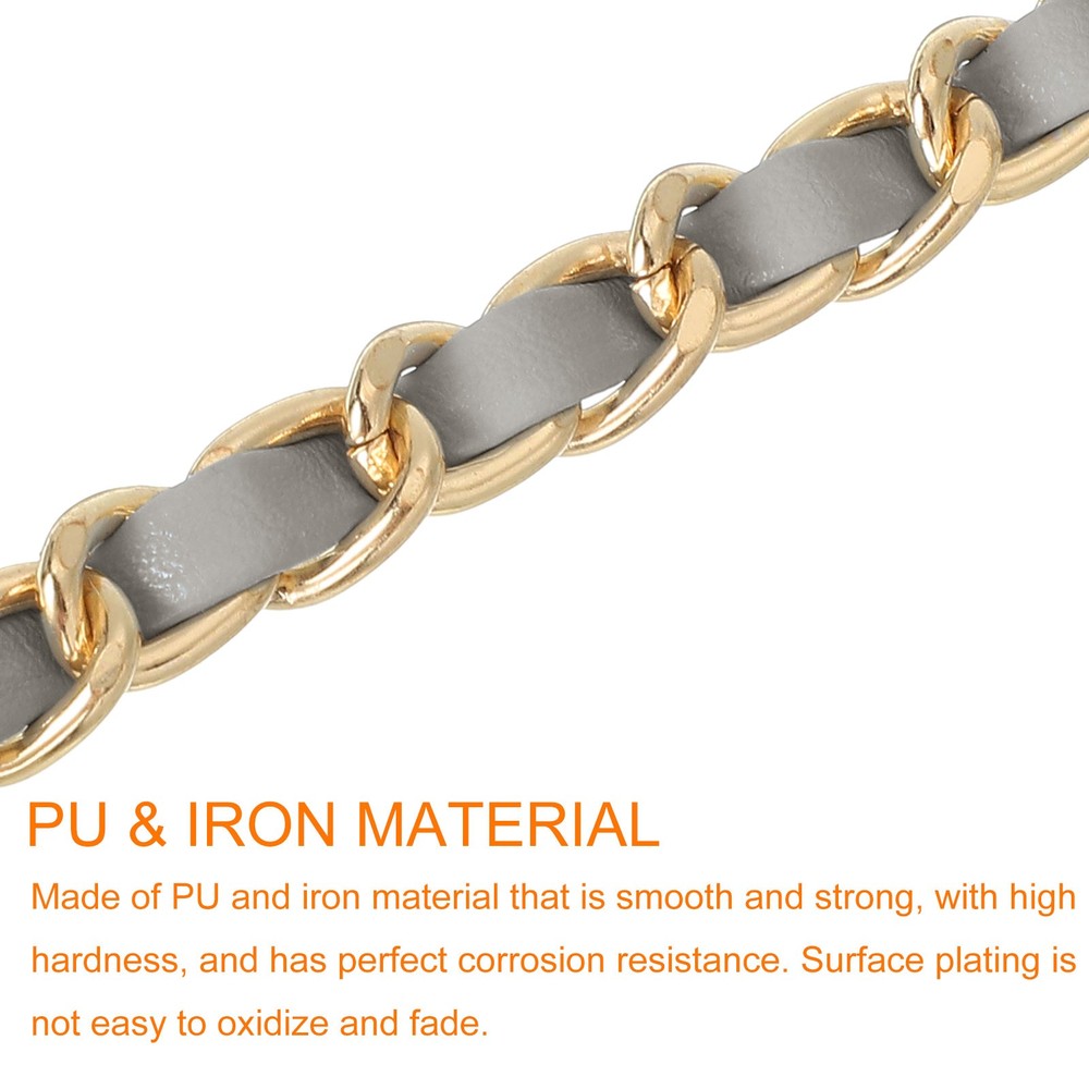 Purse Strap, 32" Leather for Shoulder Strap (Gray, Gold)
