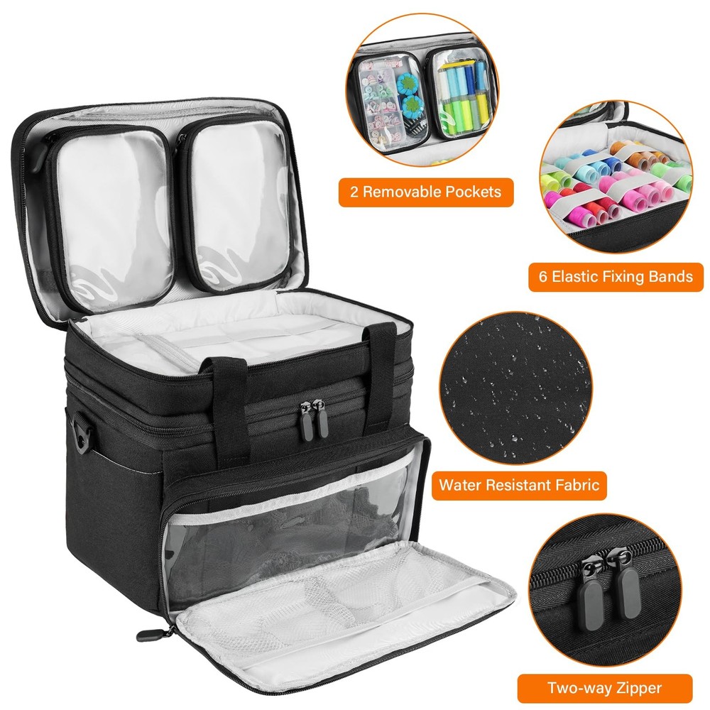 Sewing Accessories Organizer Case with Shoulder Strap,Double Layer Sewing Sto...