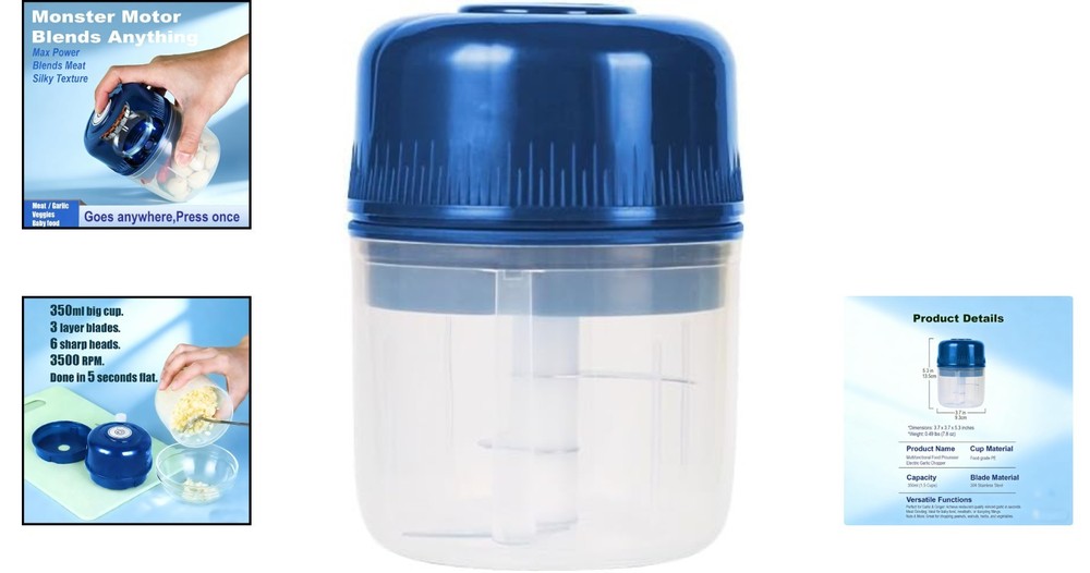 Compact 350ML Electric Vegetable Chopper with One-Touch Operation & Safety Lock