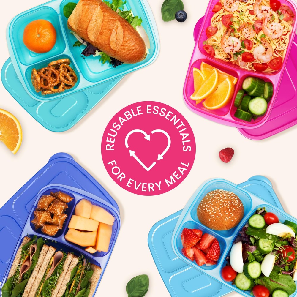 Bentgo Easyboxes - Original Stackable Lunch Boxes - Reusable Jewel Brights