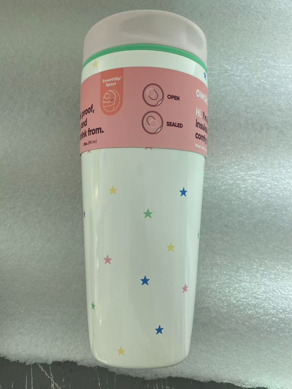 Owala "Give Me the Tea" 20oz Birthday Bash SmoothSip Slider Ceramic Stars Bottle