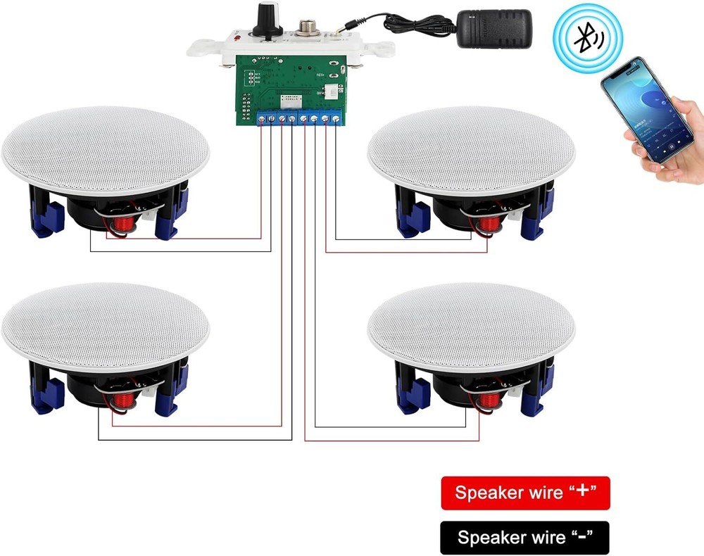 Herdio 4 Ceiling Speakers +4 Channel Bluetooth Amplifier Theater System