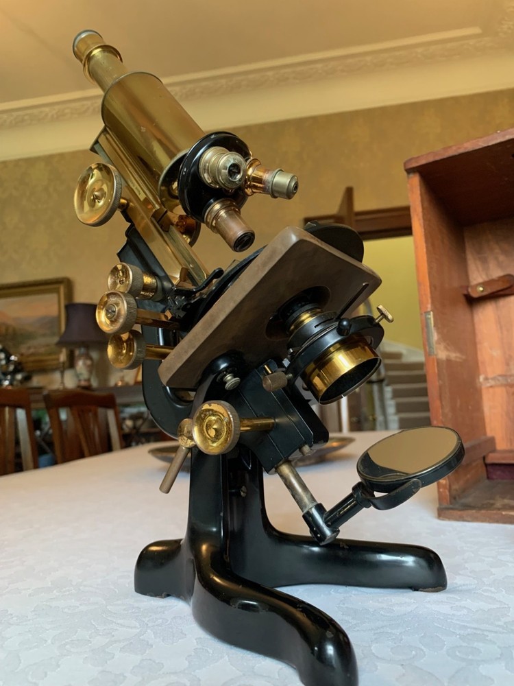 Vintage W. Watson & Sons Ltd - Bactil Monocular Brass Microscope - c1930, Cased