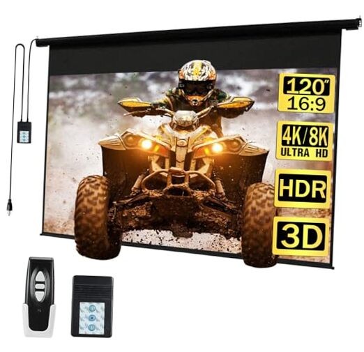 120" Motorized Projector Screen Electric Diagonal Automatic 120"(16:9) Black