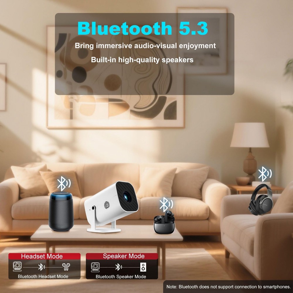 Projector,Mini Projector with Projector Stand,Bluetooth Projector 1080P Full ...