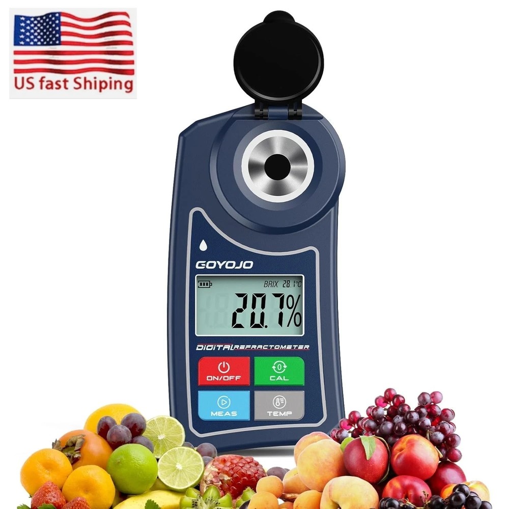 Digital Brix Refractometer 0-55% Range Meter ±0.5 Brix/1℃ Accuracy with Case