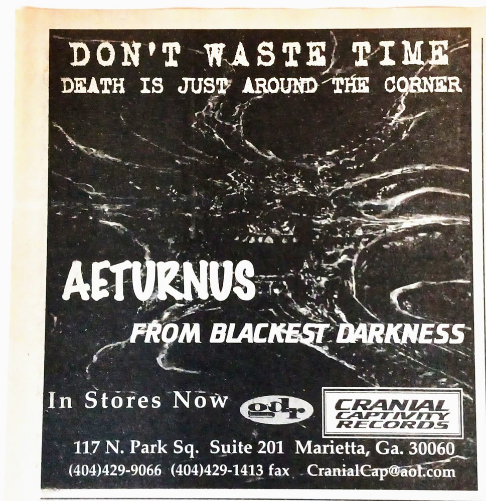 AETURNUS~FROM BLACKEST DARKNESS~1995 ALBUM PROMO PRINT AD ADVERT PINUP CLIPPING