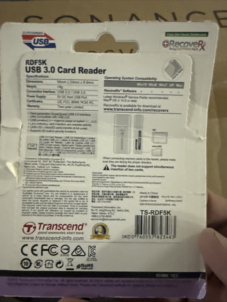 Transcend High-Speed RDF5K USB3.0 SDHC SDXC Micro SDHC Micro SDXC Card Reader SD