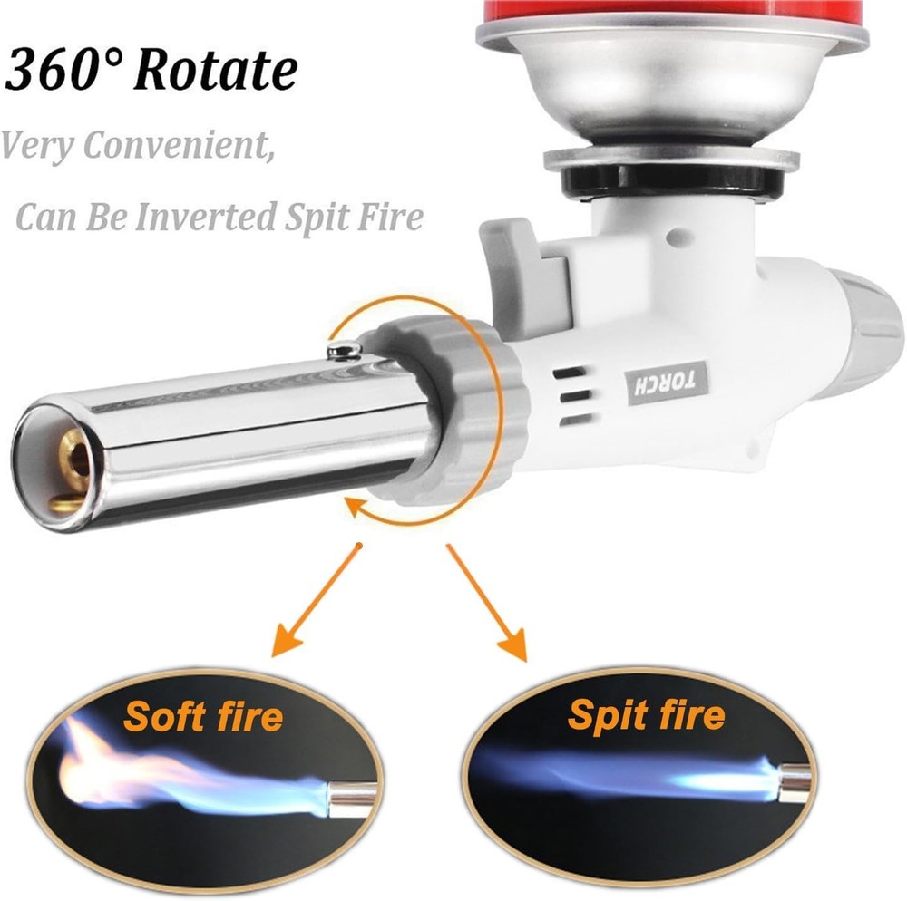 FunOwlet Butane Torch, Reverse Use Culinary Kitchen Blow White and Silver