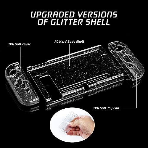 Glitter Clear Case for Nintendo Switch, TPU Silicone Soft Shell Dockable