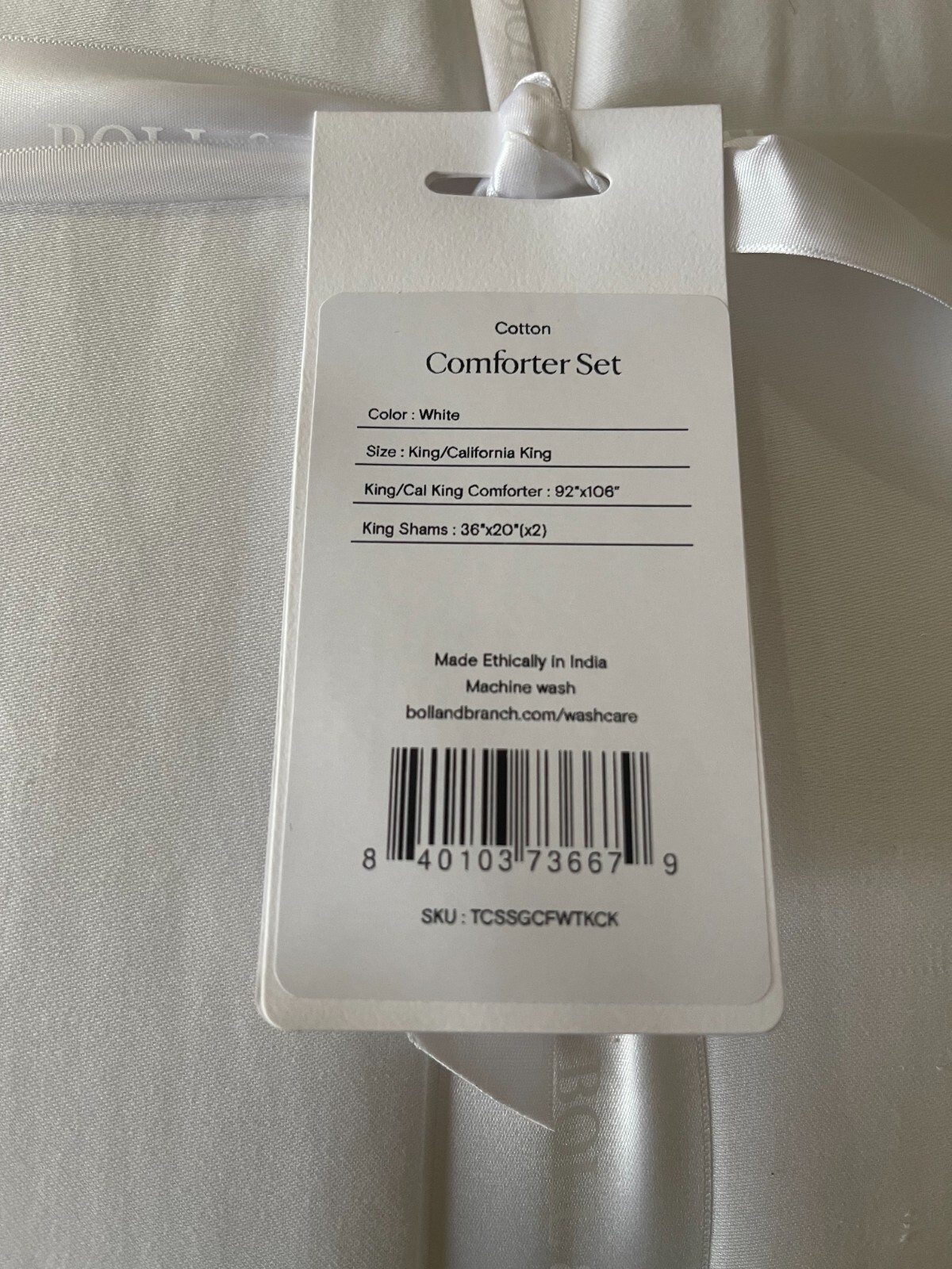 BOLL & BRANCH 3pc Comforter Set 100% Organic Cotton Twin, Full/Queen, King