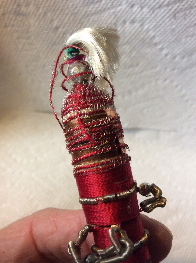 ANTIQUE SEWING-VICTORIAN SILVERED WIRE AND THREAD NEEDLE CASE