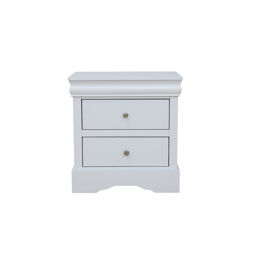 Fully Assembled 2-Drawer Nightstand, Solid Wood Bedside Table