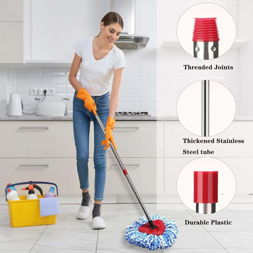 Spin Mop Replacement Heads Microfiber Set for 2 Tank System with Handle Brush