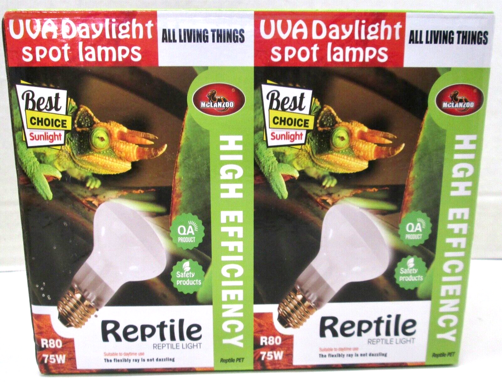 NEW/SEALED 2 PACK 75W REPTILE BASKING BULBS