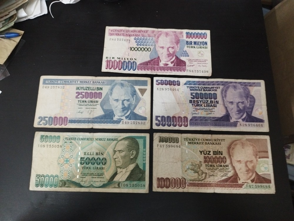 Turkey 5 different banknotes