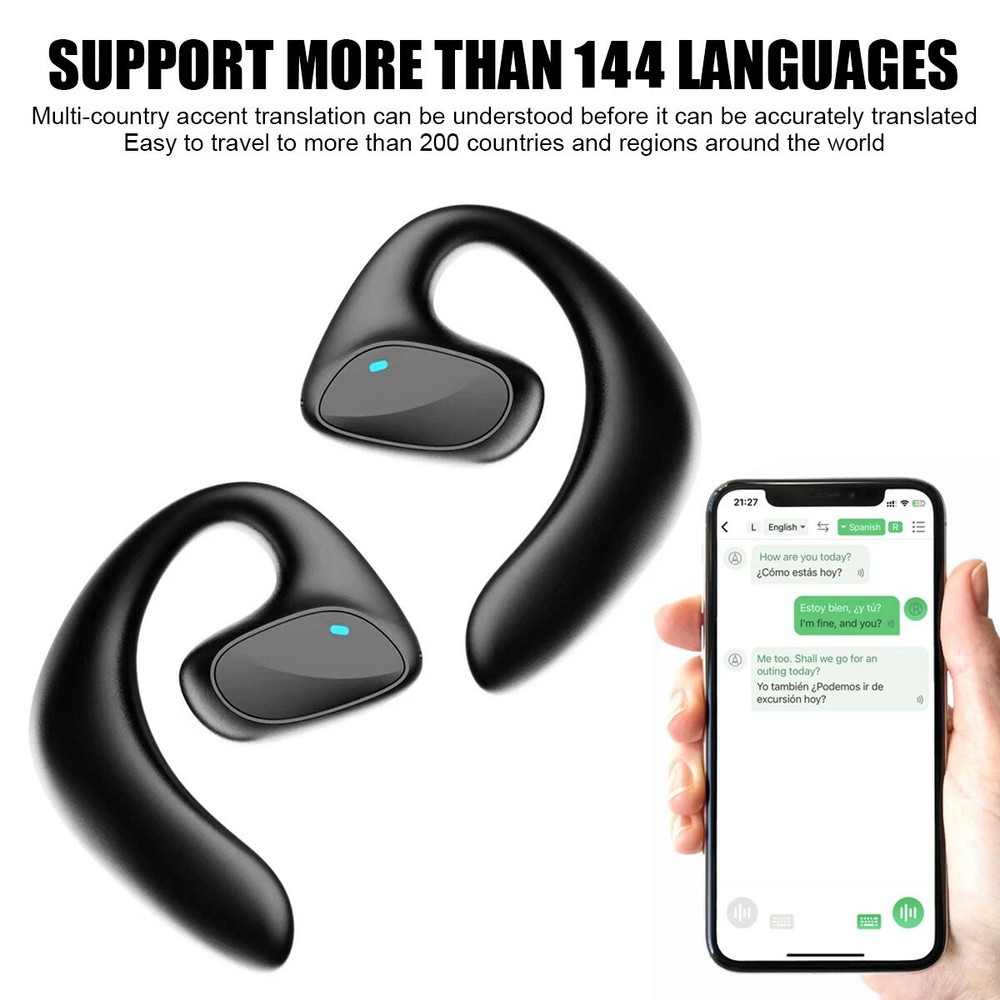 Smart Voice Translator Earbuds 144 Language Real-Time Two Way Translation Device