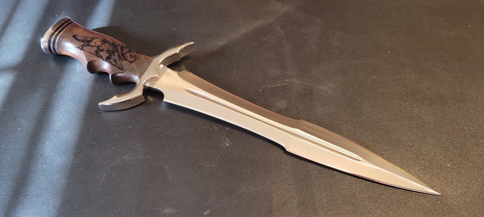 Impact Cutlery Custom D2 Steel Dagger Knife Engraved Rosewood Handle- 2402