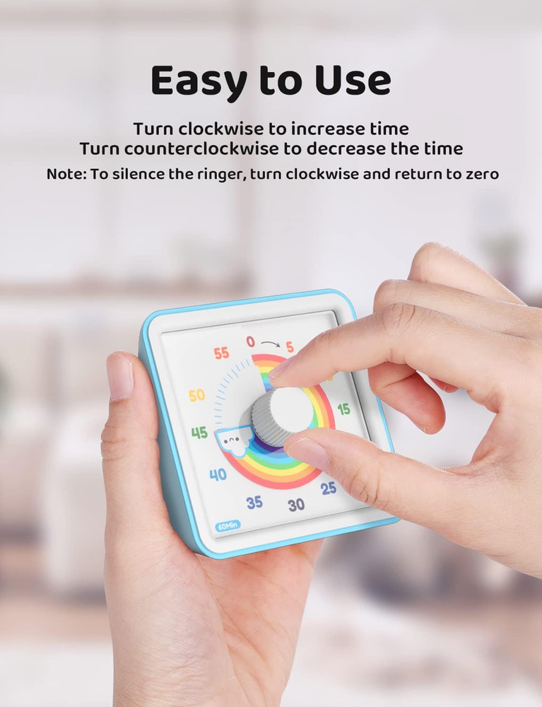 LIORQUE 60 Minute Visual Timer for Kids, Visual Countdown Timer for Classroom Of