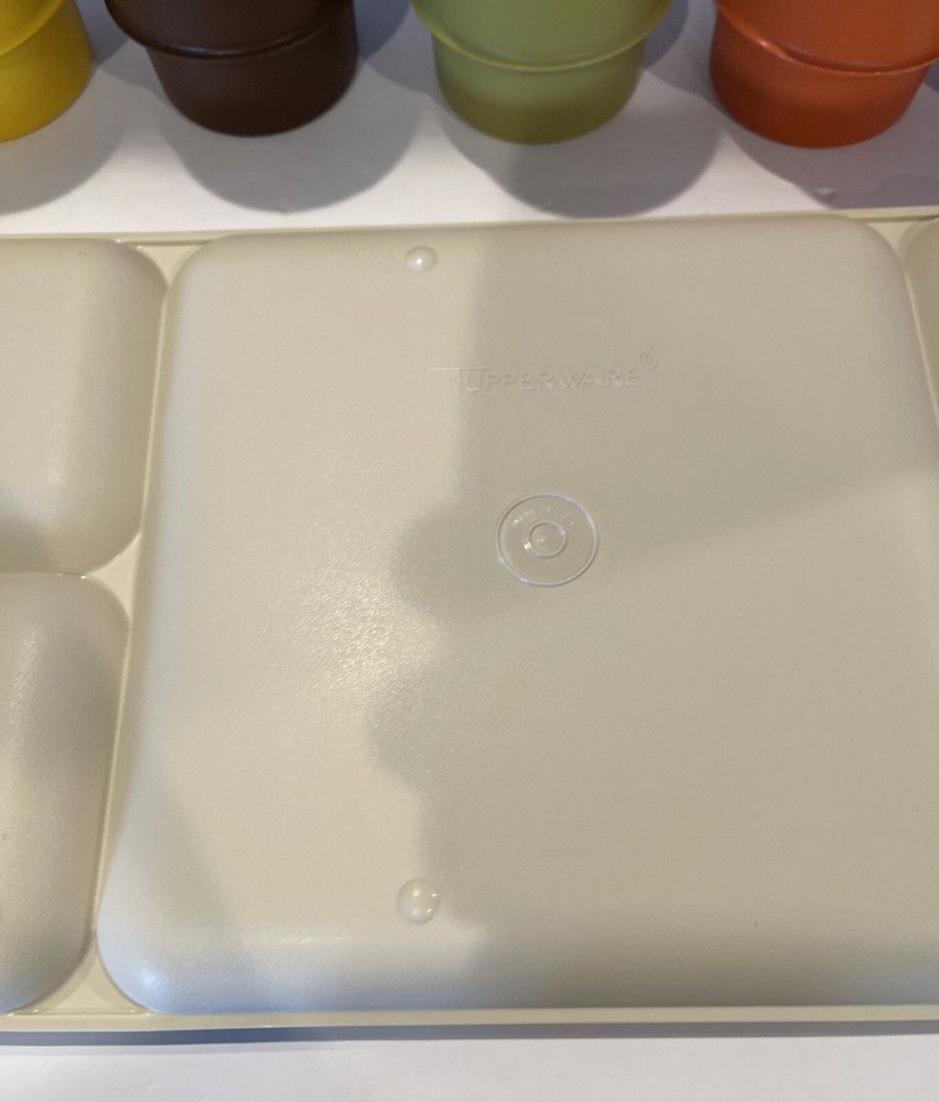Vintage 2-Tupperware Divided Trays(#1535) & 5-Kids Stackable Cups(#1312)