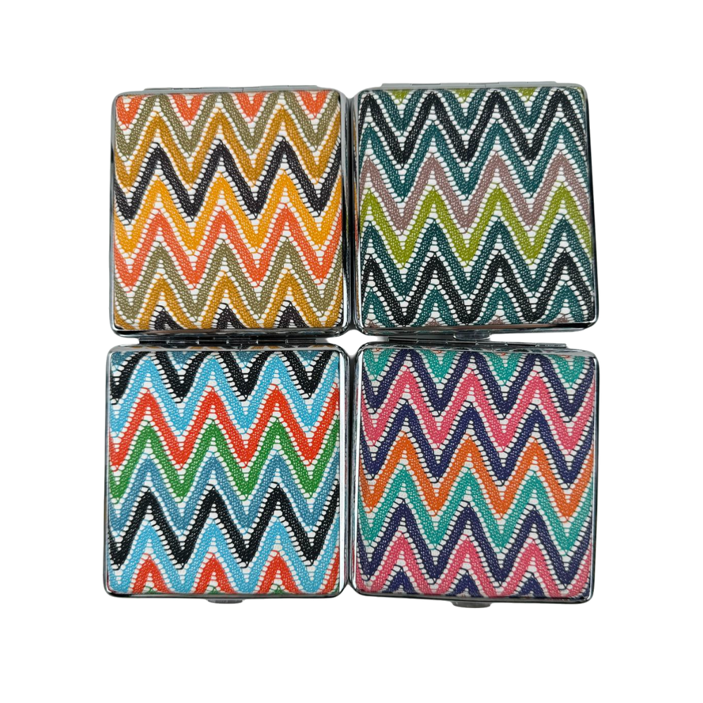4 Pack King Size Waves Leather Printed Cigarette Case Double Sided