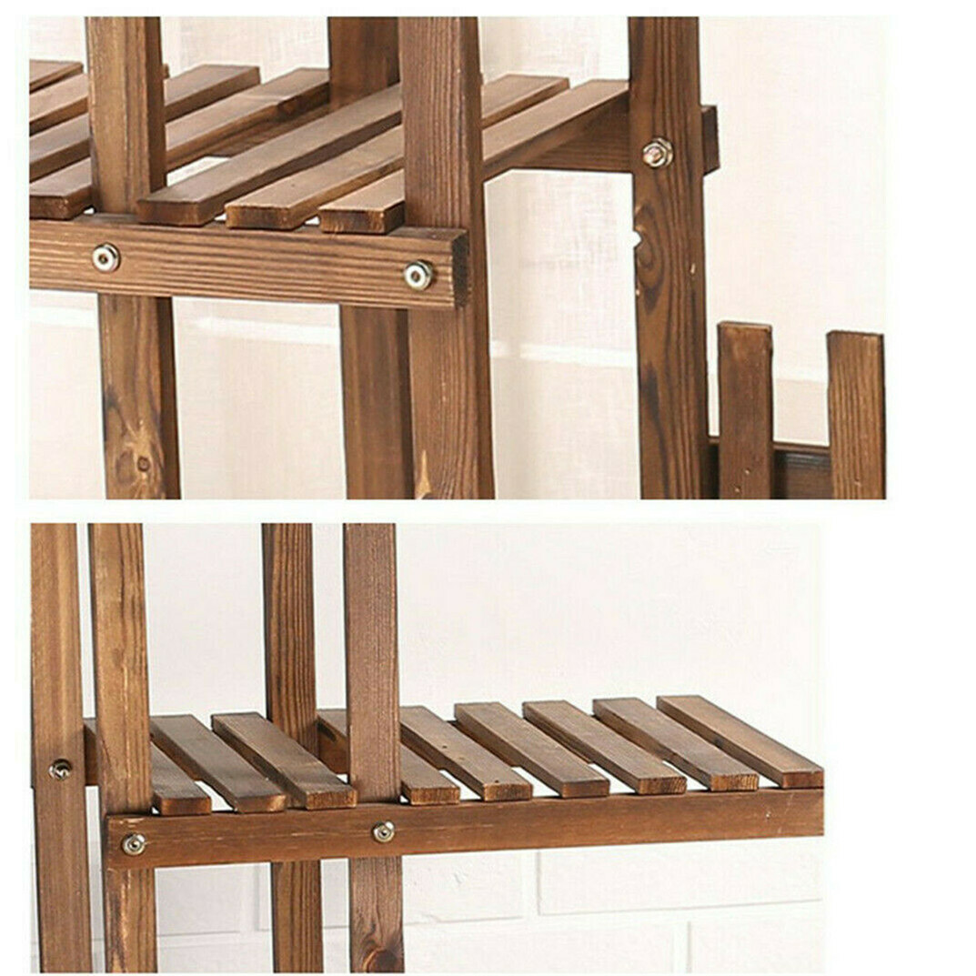 Multi Tier Wood Flower Rack Plant Stand Wood Shelves Bonsai Display Shelf Indoor