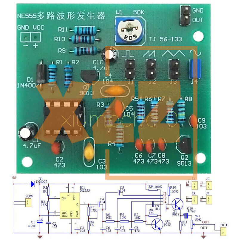 1PCS NEW Multi-Channel NE555 Waveform Generator Module Sine Triangle Square Wave