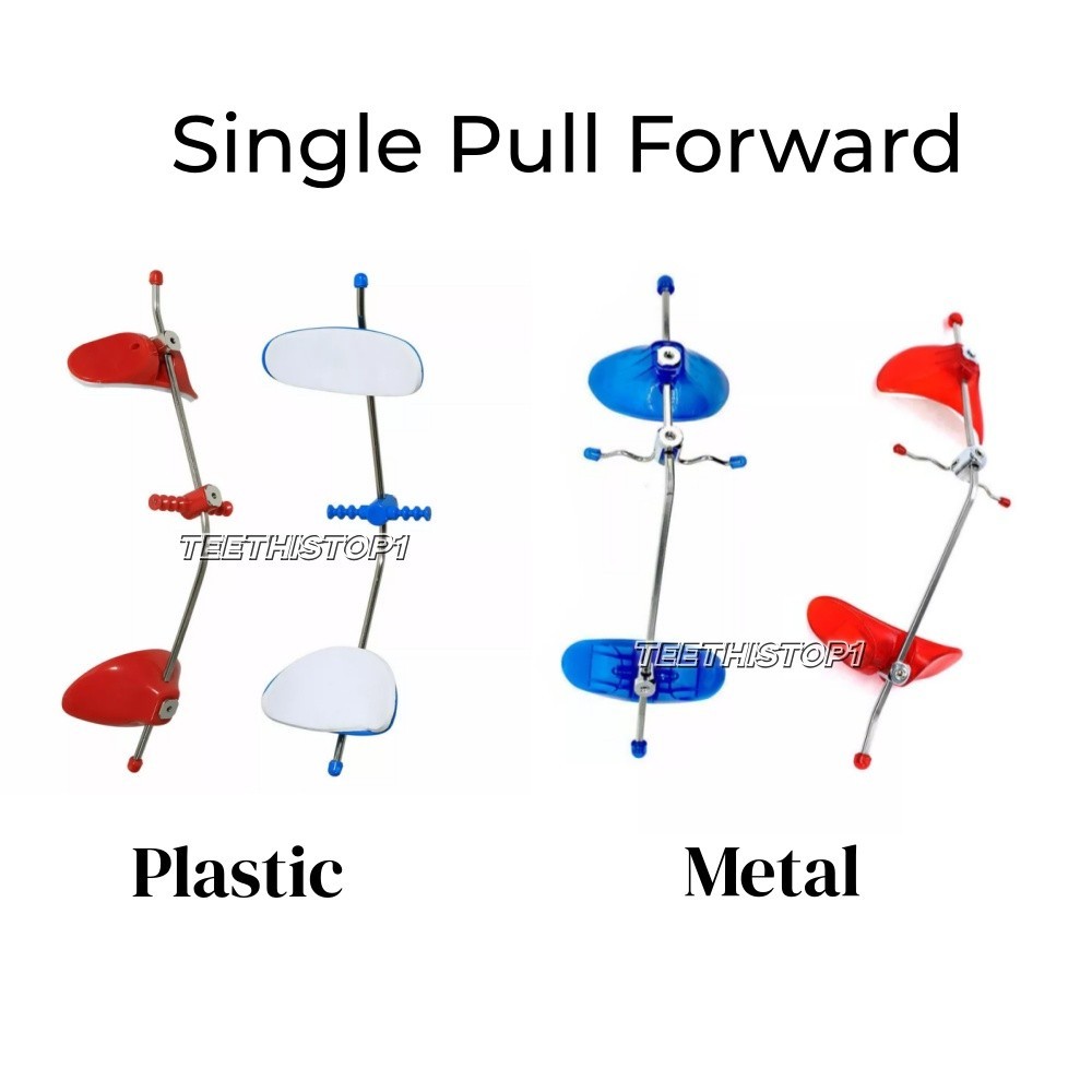 Dental Ortho Single Bar Adjustable Reverse-Pull Forward Pull Headgear Red/Blue