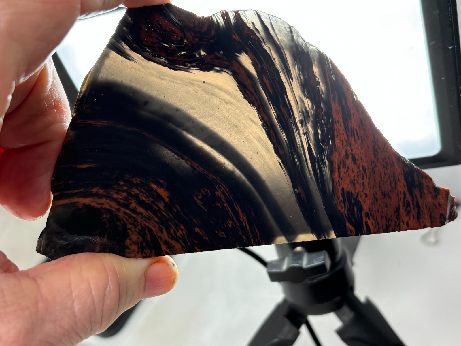 Tri-flow Sheen/Lace Obsidian Slab Lapidary Cabbing Knapping Combo ship avail