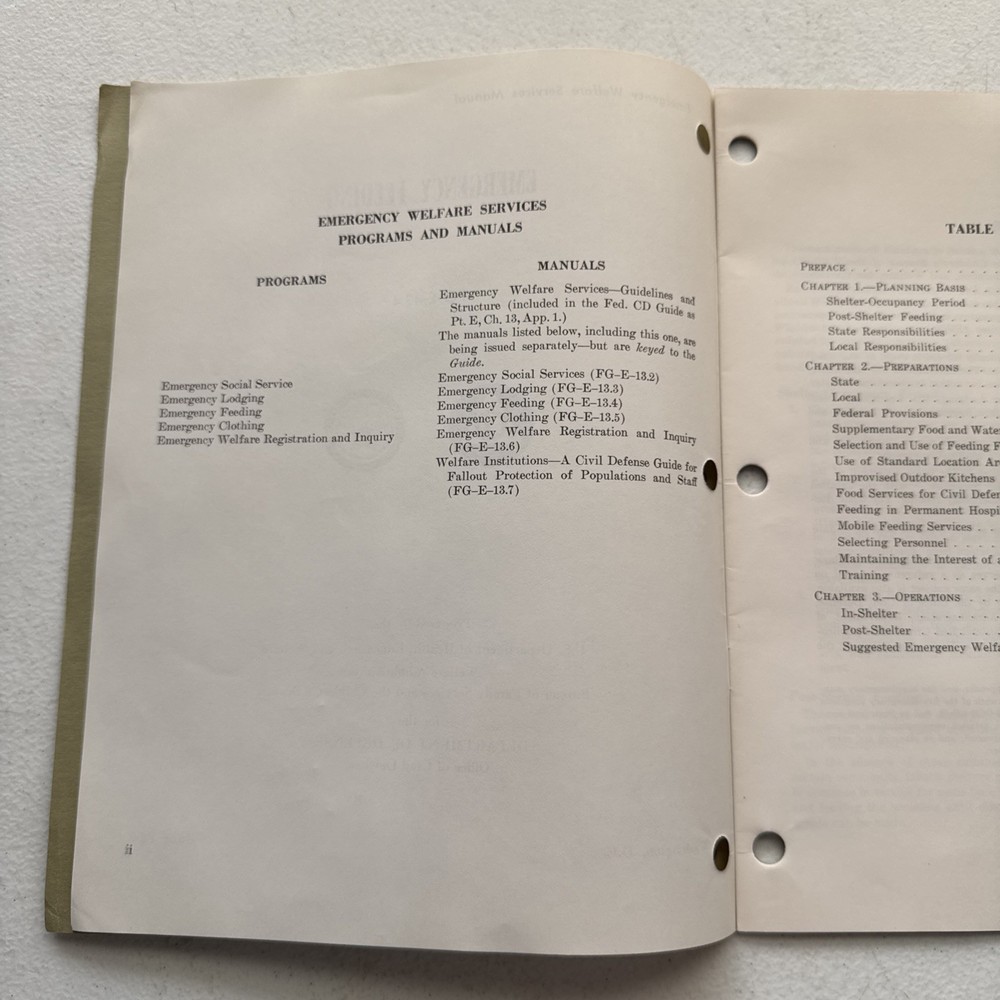 Emergency Feeding, Emergency Welfare Services Manual June 1966