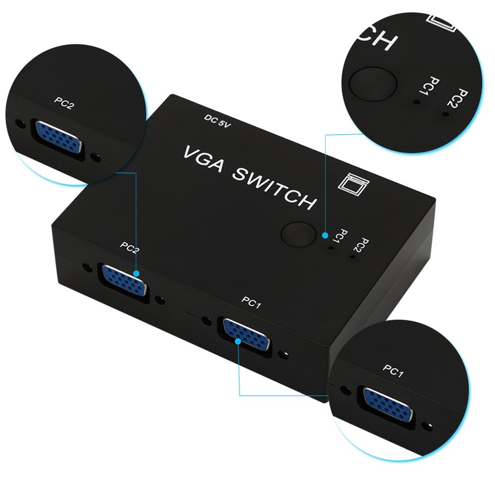 2 Input 1 Output VGA Switcher Efficient Video Conversion For Home/Office ABS