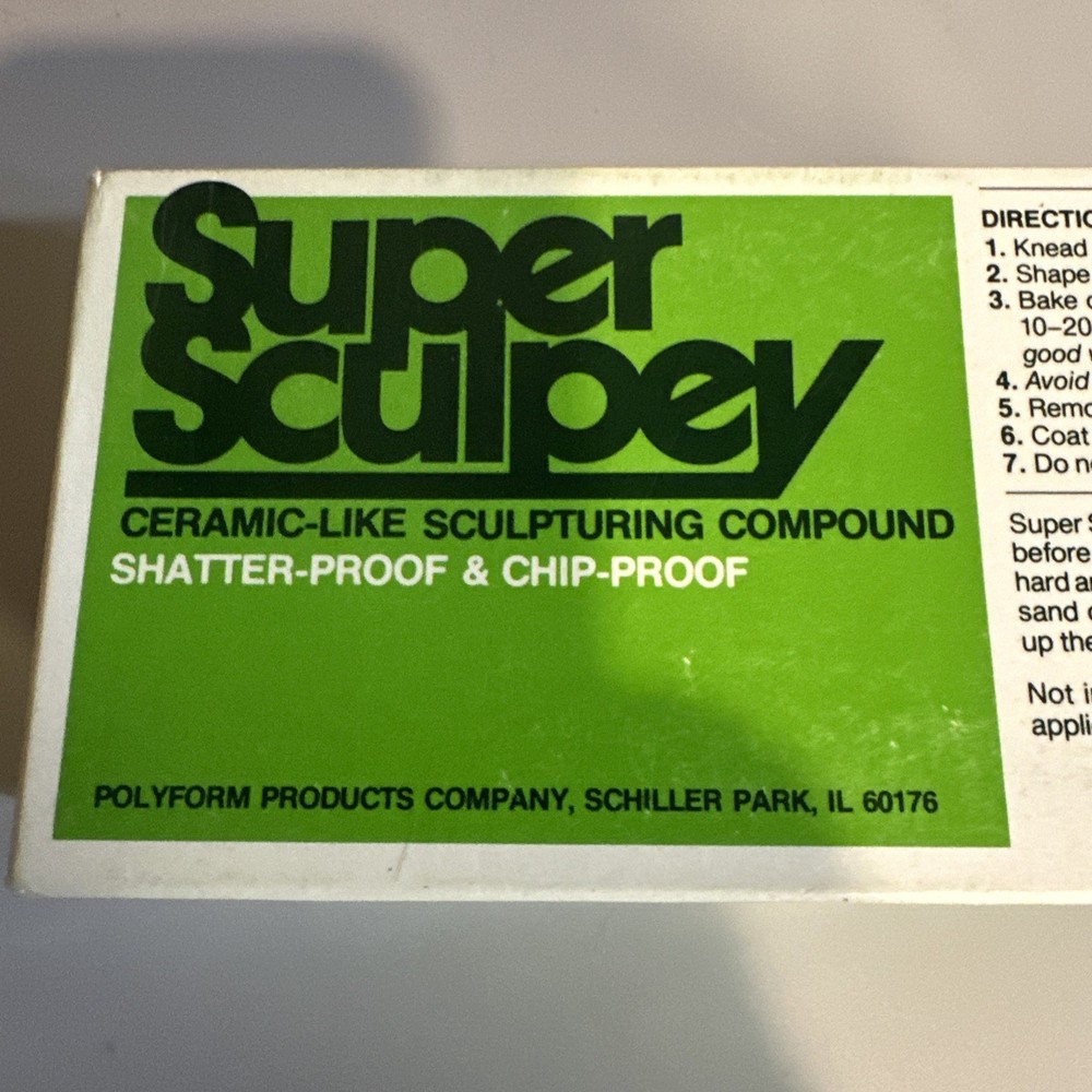 SUPER SCULPEY~ Ceramic-Like Sculpturing Compound ~ PolyForm Polymer SS1 ~ 2 NIB