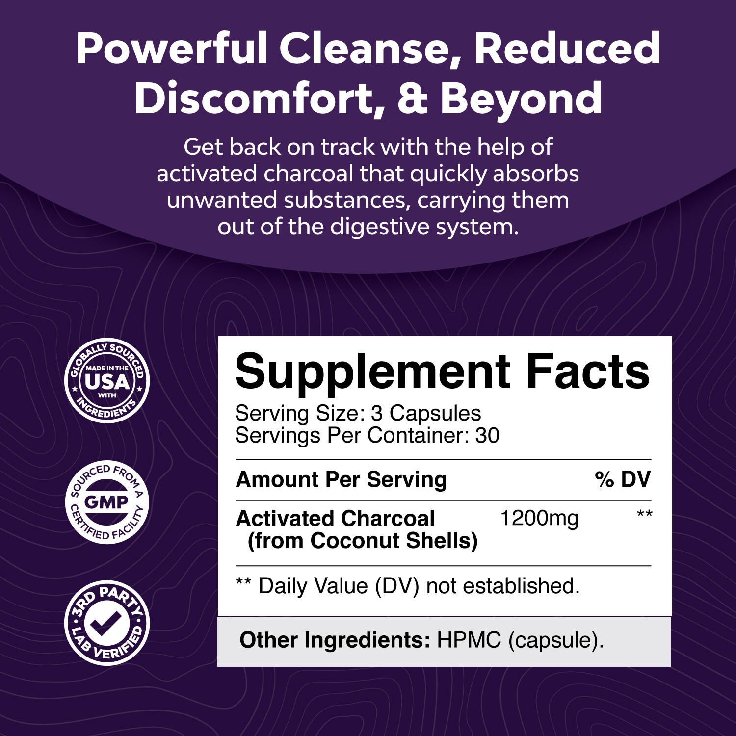 Cleanse and Detox Activated Charcoal Capsules - Purifying Detox Pills