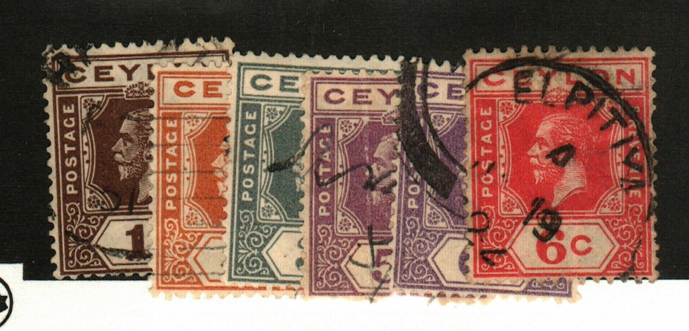 Ceylon #225-6, 228-30 used