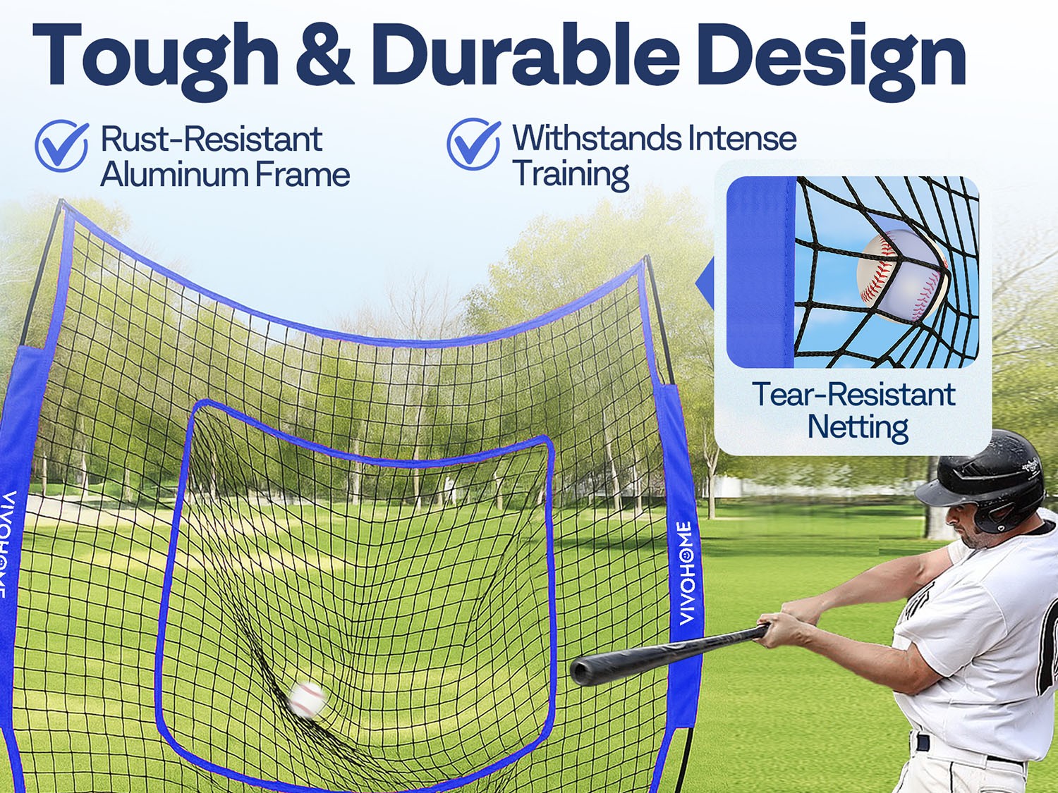 Portable Baseball & Softball Practice Net with Batting Tee 7x7 ft Aluminum Frame