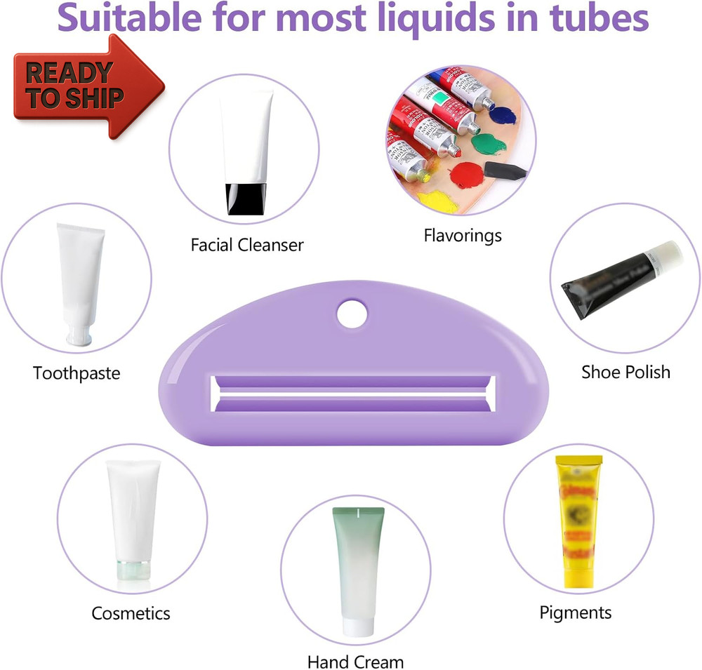 6 Pcs Toothpaste Squeezer Set, Plastic Toothpaste Saver, Hanging Toothpaste Dis