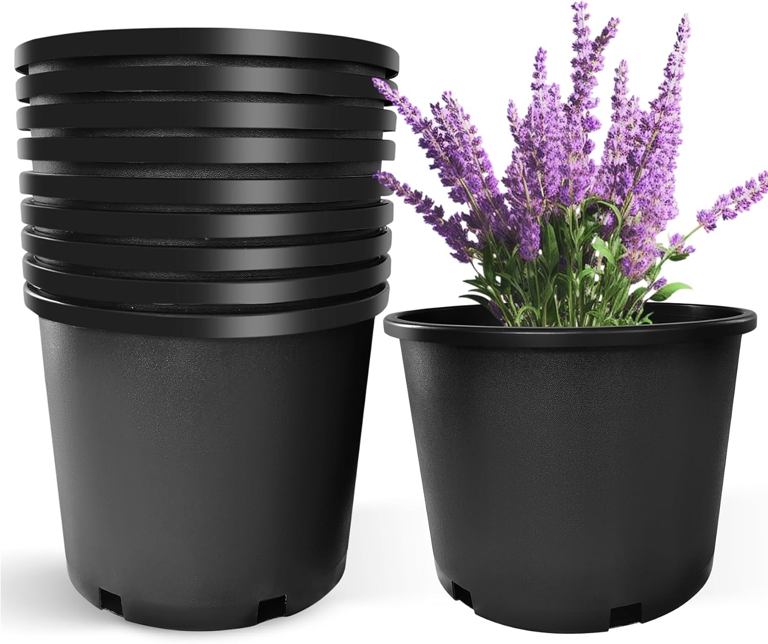 1 / 2 /3/5/7/10/15/20 Gallon Plastic Nursery Pots Garden Plant Flower Pot