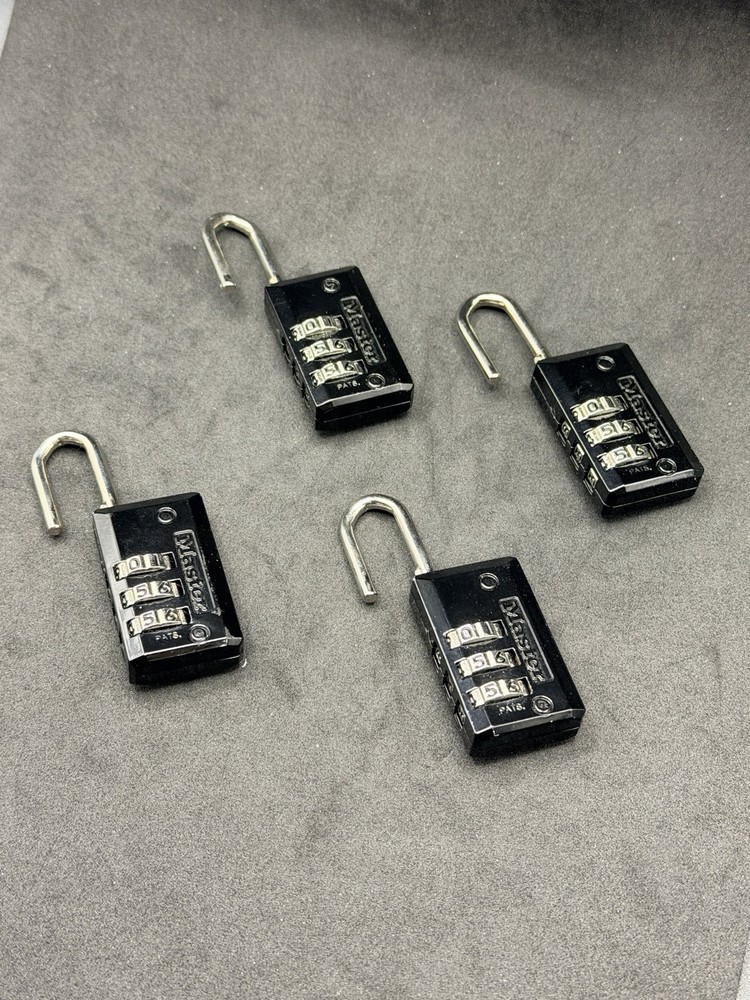 4 Pack Combination Master Locks, 3-Digit Keyless Padlocks. Gently Used
