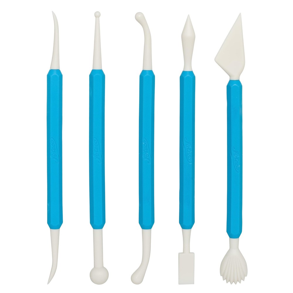 Sculpting Tool Set for Sugar Paste Decorations 5 Piece Set with 10 Shapes Foo...