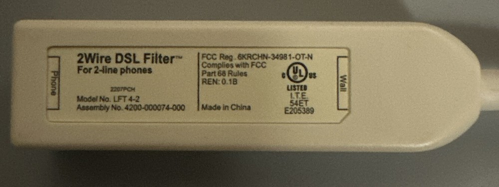 Twelve(12) 2Wire DSL Filter for 2 Line Phone Model # LFT 4-2