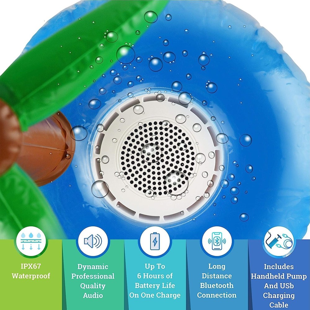 *1-Pack* Caleo Floating Bluetooth Speaker Palm Tree Inflatable Waterproof