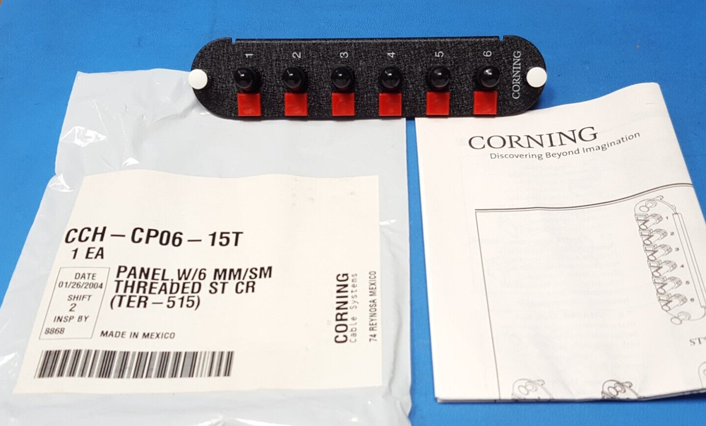 FIBER PATCH PANEL, CCH-CP06-15T, 6 CORD, Corning, ST MULTIMODE/ MM LOADED