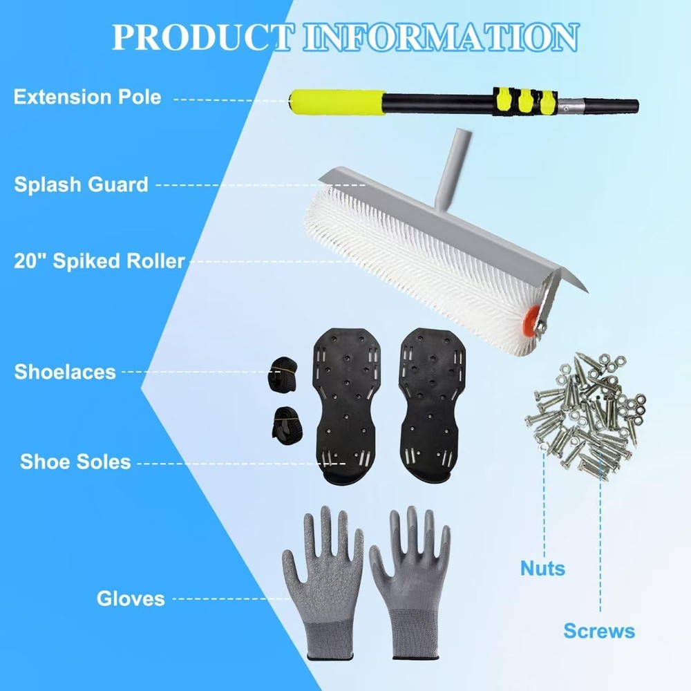 Self-Levelling Cement Tool Kit, Epoxy Floor kit, Spike Roller for Self Leveli...