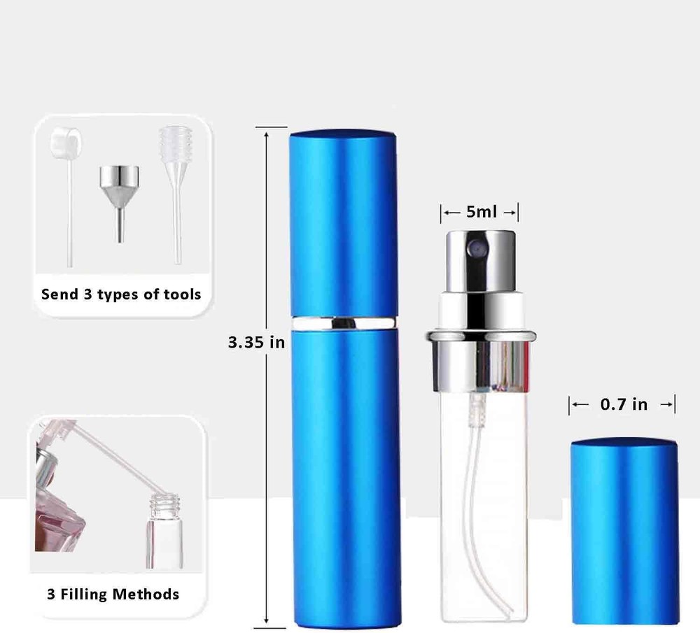 6-Pack Leak-Proof Glass Liner Portable Mini Refillable Perfume Atomizer Bottles,