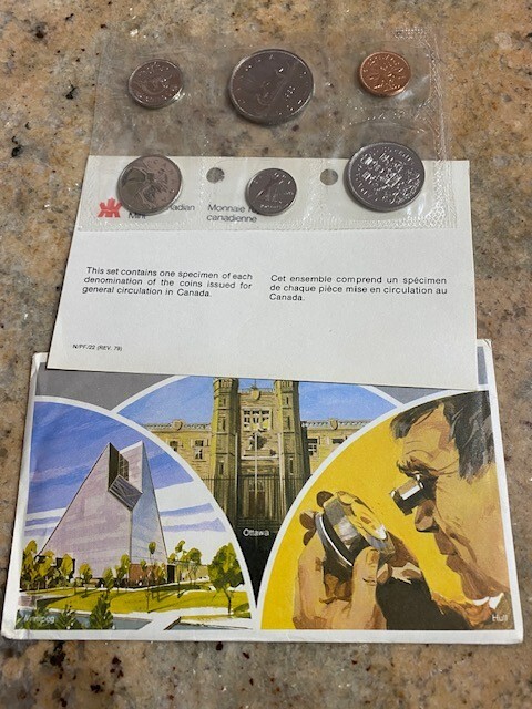 1980 CANADA UNCIRCULATED 6 COINS MINT SET, ENVELOPE AND COA