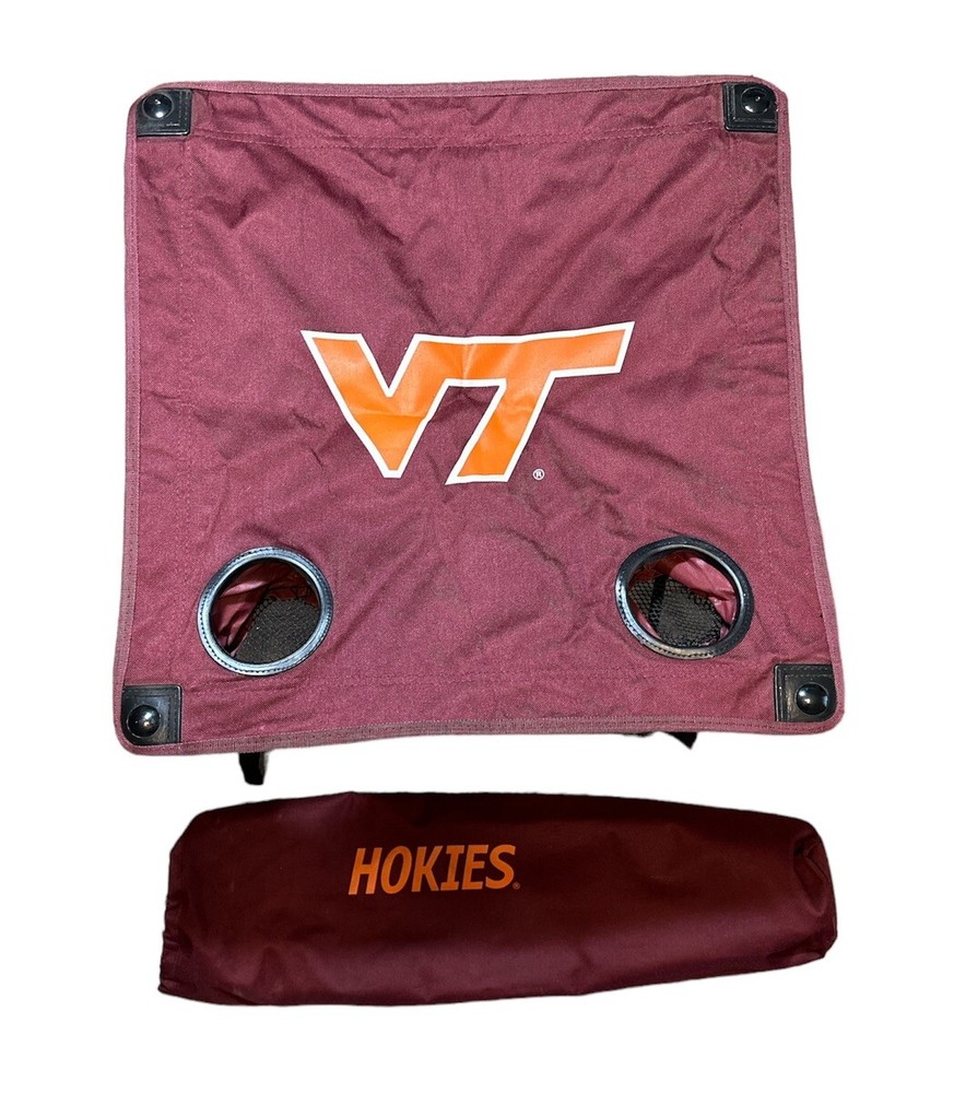 Virginia Tech Table Foldable Camping Tailgate Portable Shield Bar Bag Cup Holder